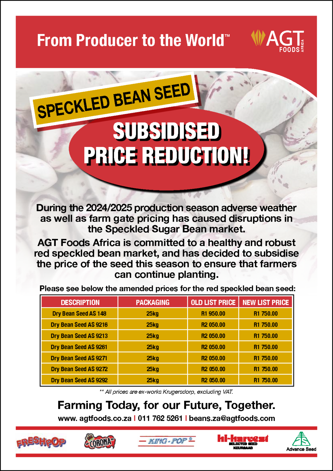 Bean Seed Order Form | From Producers To The World